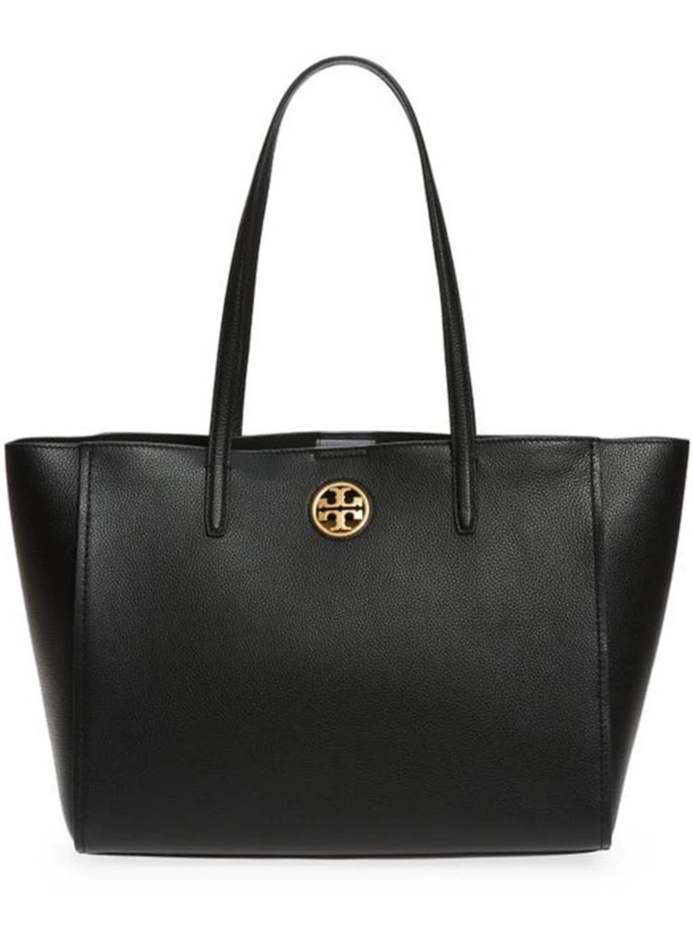 TORY BURCH Carson Tote Pebble Leather, Large, Black